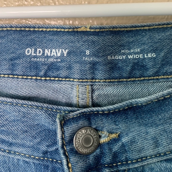 Old Navy Mid-Rise Baggy Wide-Leg Boho Y2K Cargo Denim Jeans Size 8 Tall - Picture 8 of 9